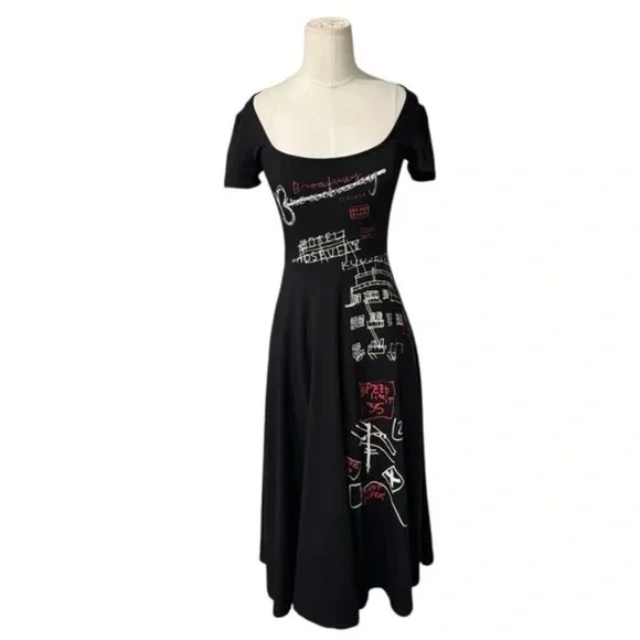 Desigual Broadway Road Artsy Print Black Dress Cotton - Knee Lenght - Picture 2 of 12